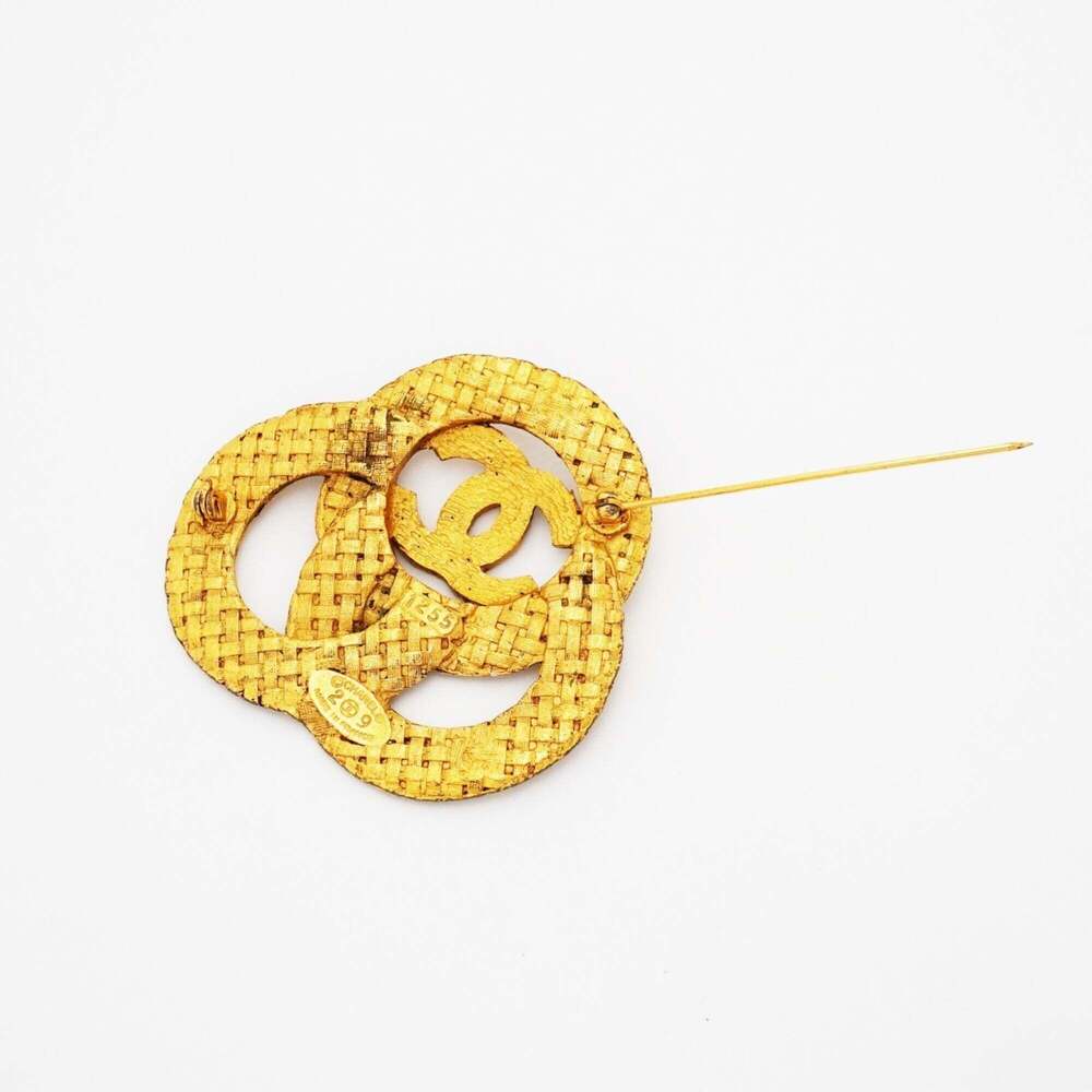 CHANEL Authentic Gold Logo Brooch - Picture 6 of 8